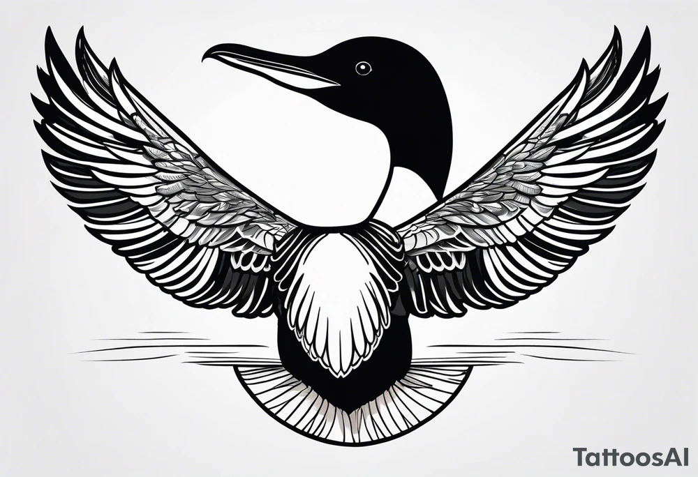 Loon with wings spread tattoo idea