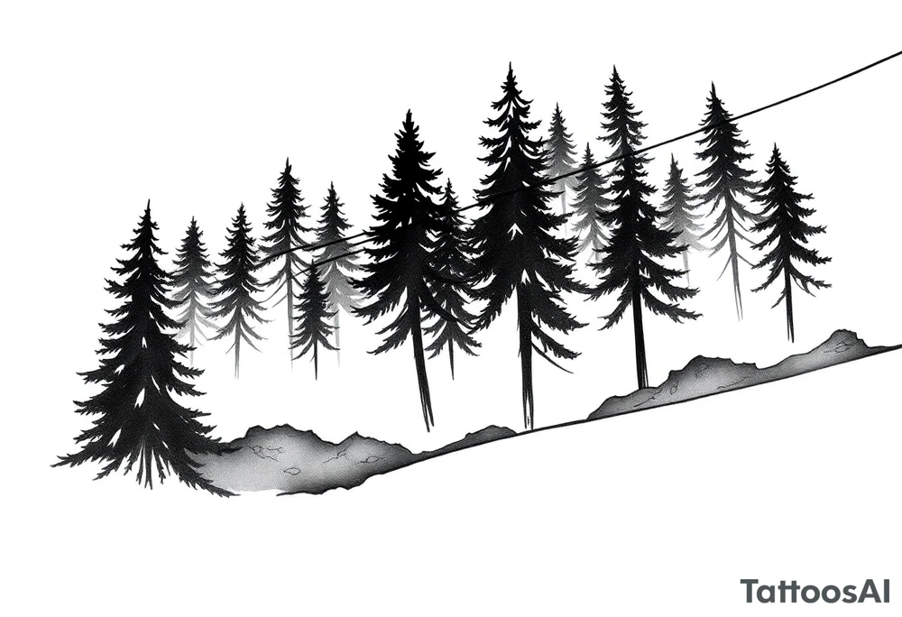 Coniferouse forest silhouette around the forearm a tattoo tattoo idea
