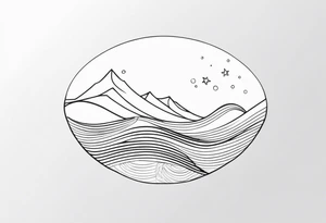 One single line Wave and starfish tattoo idea