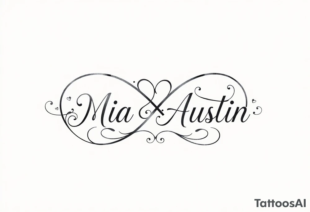 Infinity symbol with the name's Mia and Austin tattoo idea