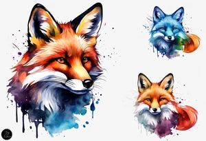 Watercolor fox tattoo idea