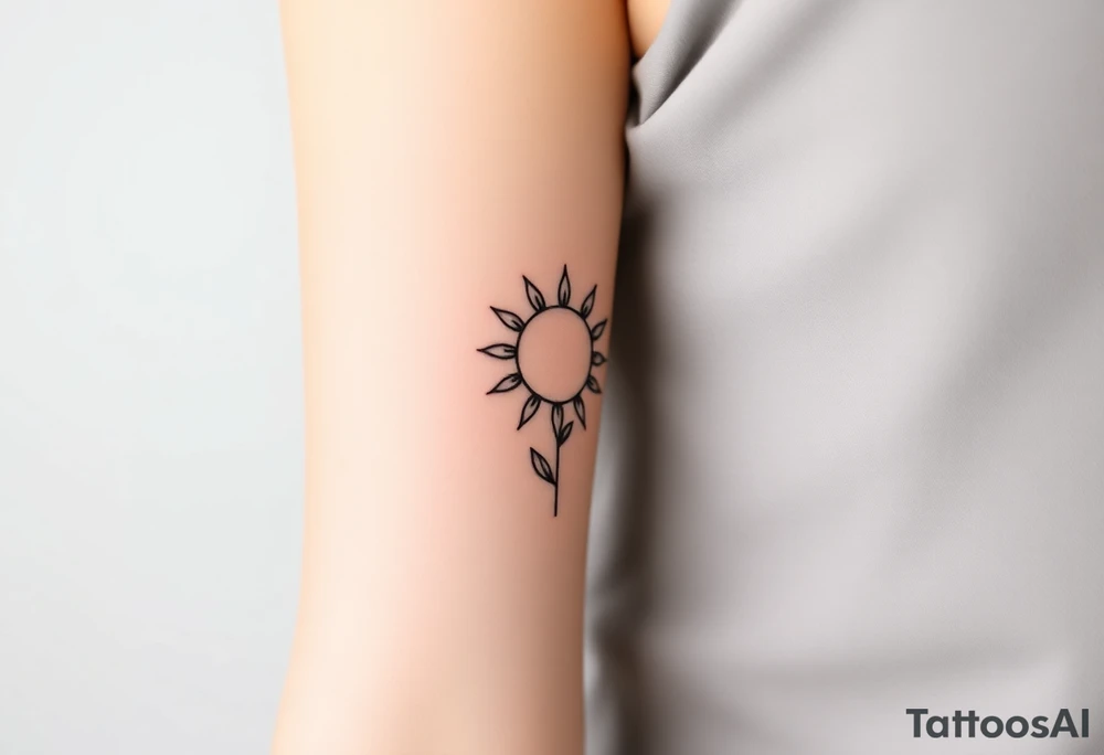 Mystical sun with a stem like a sunflower tattoo idea