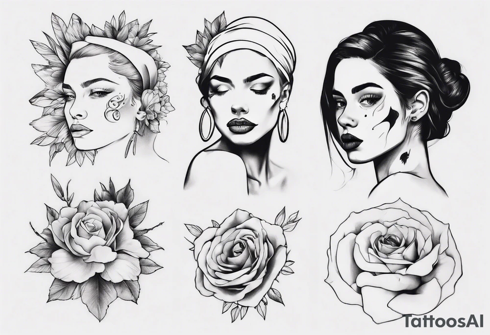 Woman portrait tattoo idea