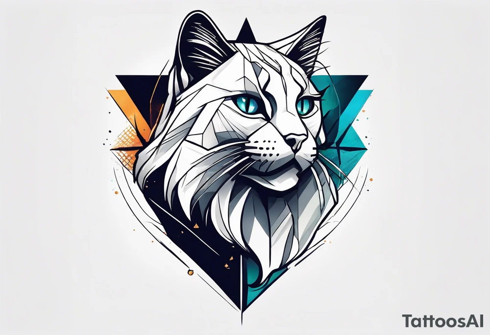 A cat extends its paw to the beast looking at it tattoo idea