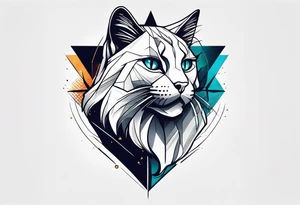 A cat extends its paw to the beast looking at it tattoo idea