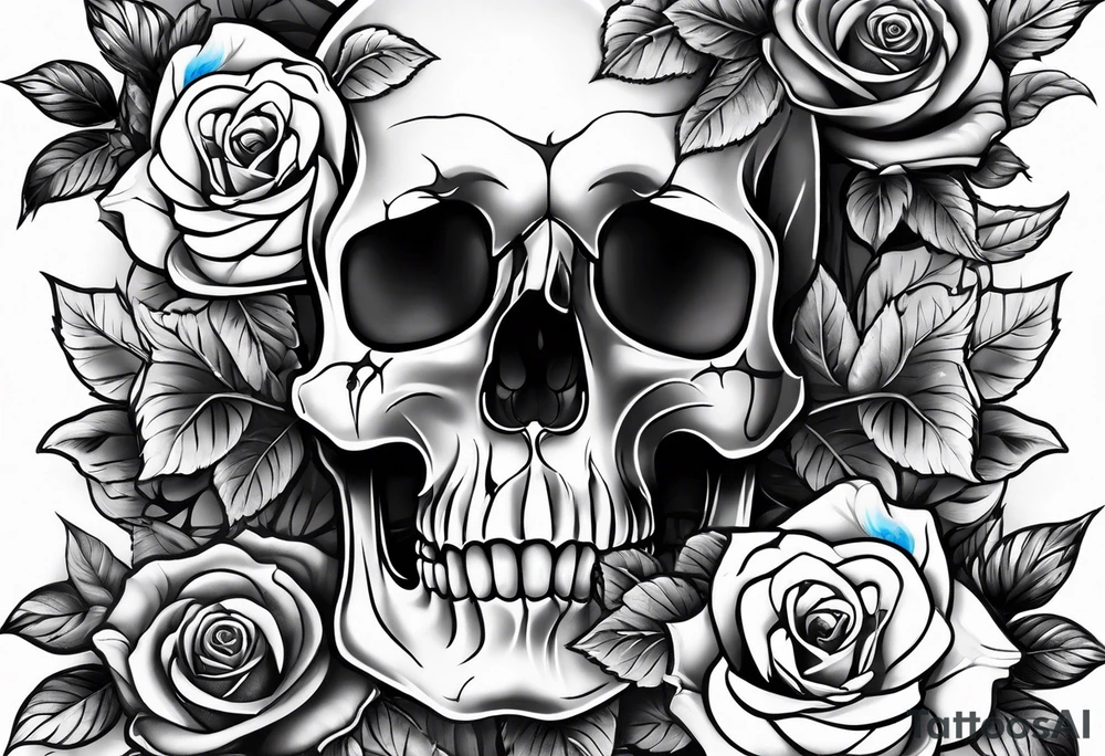 skull and roses tattoo idea