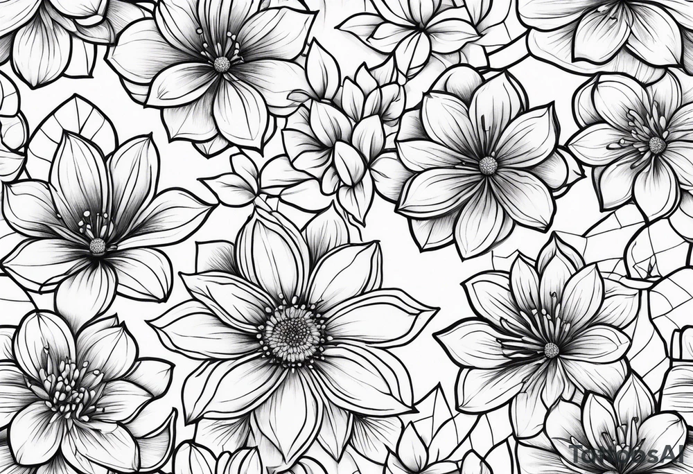 November, December, June birth flowers tattoo idea