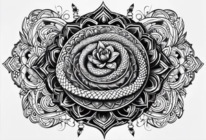 Rattlesnake in a mandala black tattoo design tattoo idea