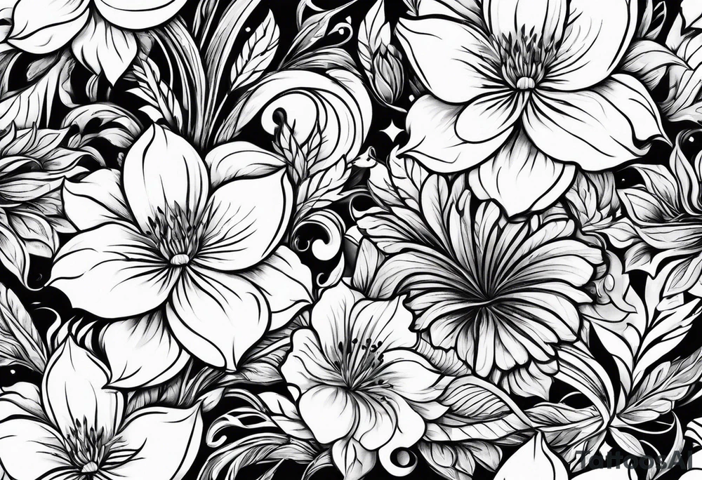 Western floral designs tattoo idea