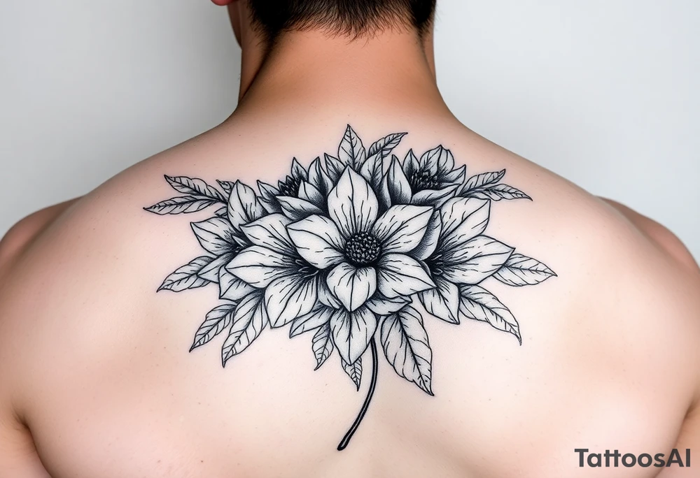 bouquet of posionous flowers tattoo idea