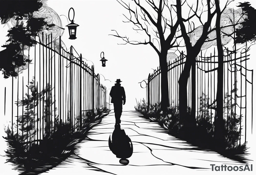 shadow of a man walking into a lantern tattoo idea
