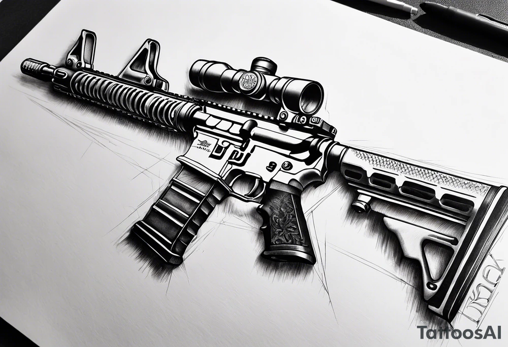 Ar-15 , квіти , гільзи приціл каліматорний tattoo idea