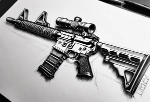 Ar-15 , квіти , гільзи приціл каліматорний tattoo idea