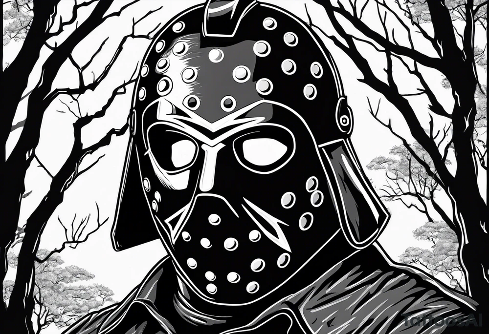 Friday the 13th Jason mask, horror, Japanese art tattoo idea