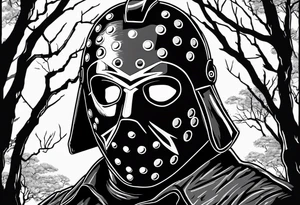 Friday the 13th Jason mask, horror, Japanese art tattoo idea