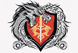 Valhalla sword shield dragon fire tattoo idea