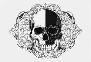 skull open in two half for reveal a girl tattoo idea