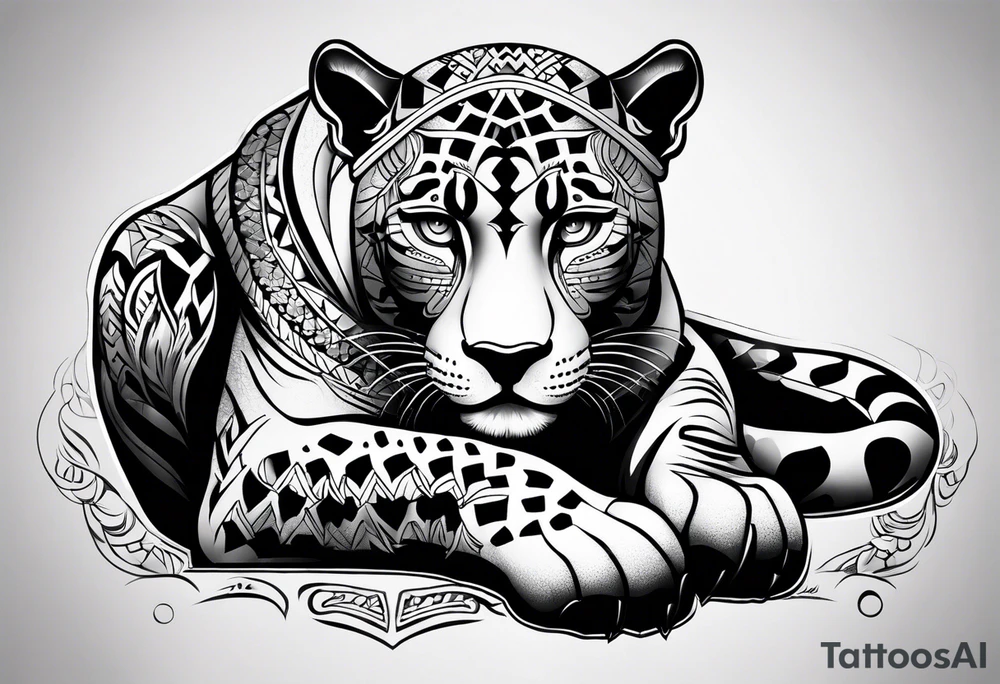 aztec black jaguar sitting tattoo idea