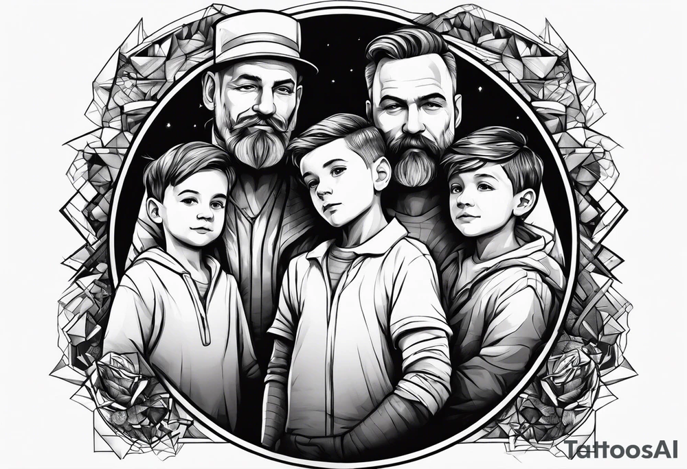 father and his two boys tattoo idea