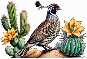 Arizona, quail, cacti tattoo idea