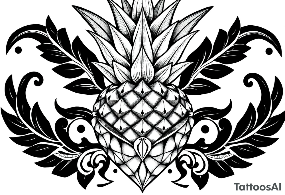 Bushy crown pineapple vagina, design to go over vagina , erotic vagina area design, anus to be at the bottom tattoo idea