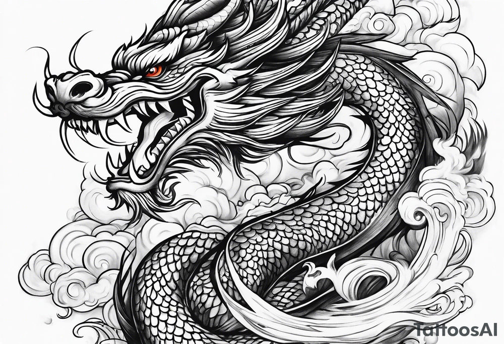 vietnamese dragon water clouds tattoo idea