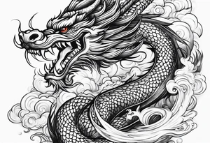 vietnamese dragon water clouds tattoo idea