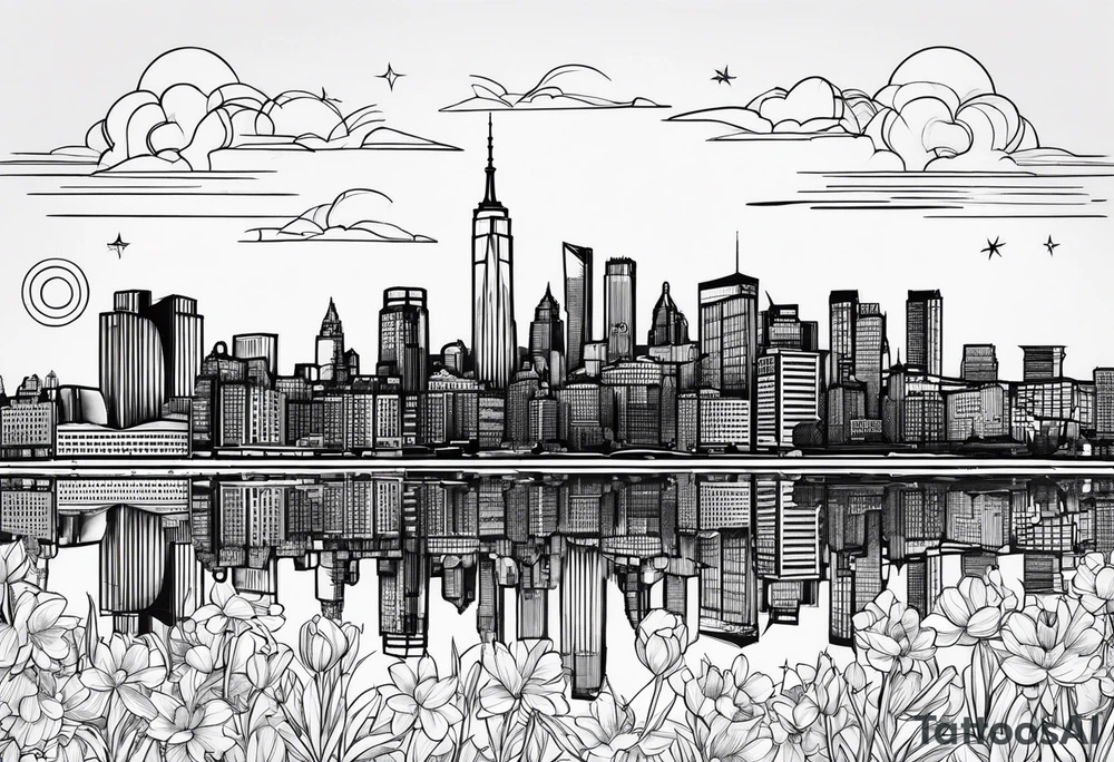 Brooklyn skyline outline tattoo idea