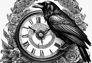Raven sitting on a clockwork tattoo idea