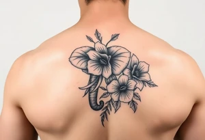 Elephant flowers soft  on the arm tattoo idea