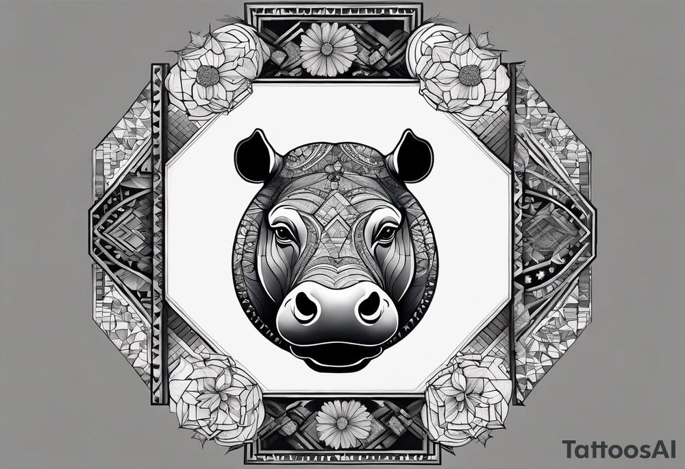 Very asymmetrical, +geometric pattern, with realistic full moon, with hippo,+tribal, +geometric, +inkart , +blackwork, +grey scale, + sketch
with wintersweet flower bud, +inkart touch, +for men, detailed , combined favourite , tattoo idea