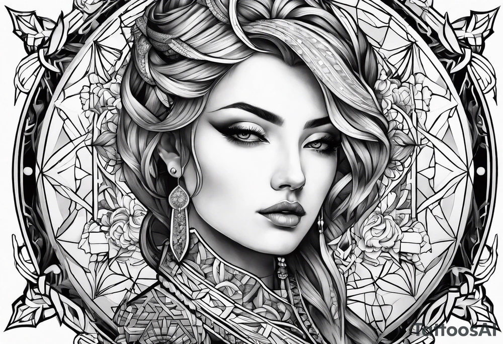 Geometric oroborus tattoo idea