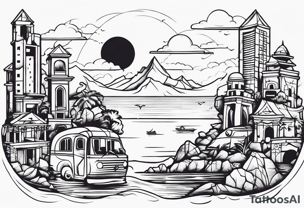 Lost city with new life tattoo idea