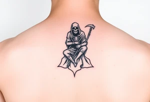 Symbols of the Grim Reaper or the Grim Reaper sitting on something tattoo idea
