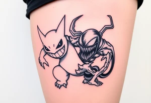 GENGAR FROM POKÉMON AND VENOM FROM MARVEL FUSION tattoo idea