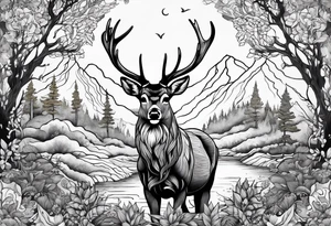deer forest tattoo idea