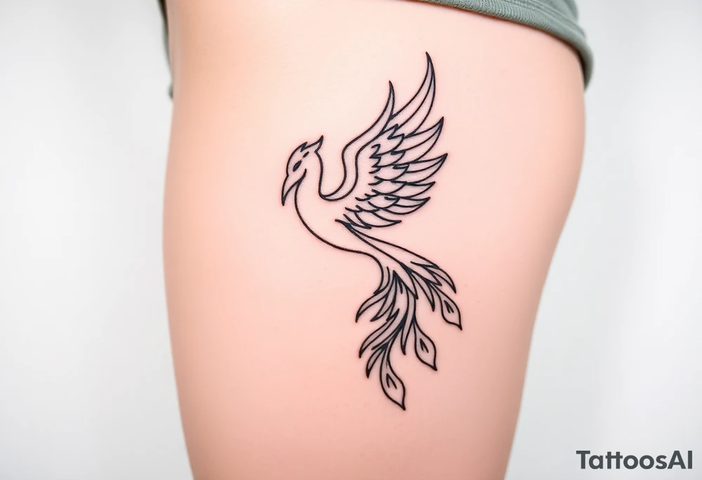 magnificent phoenix rising from golden flames with trailing embers tattoo idea