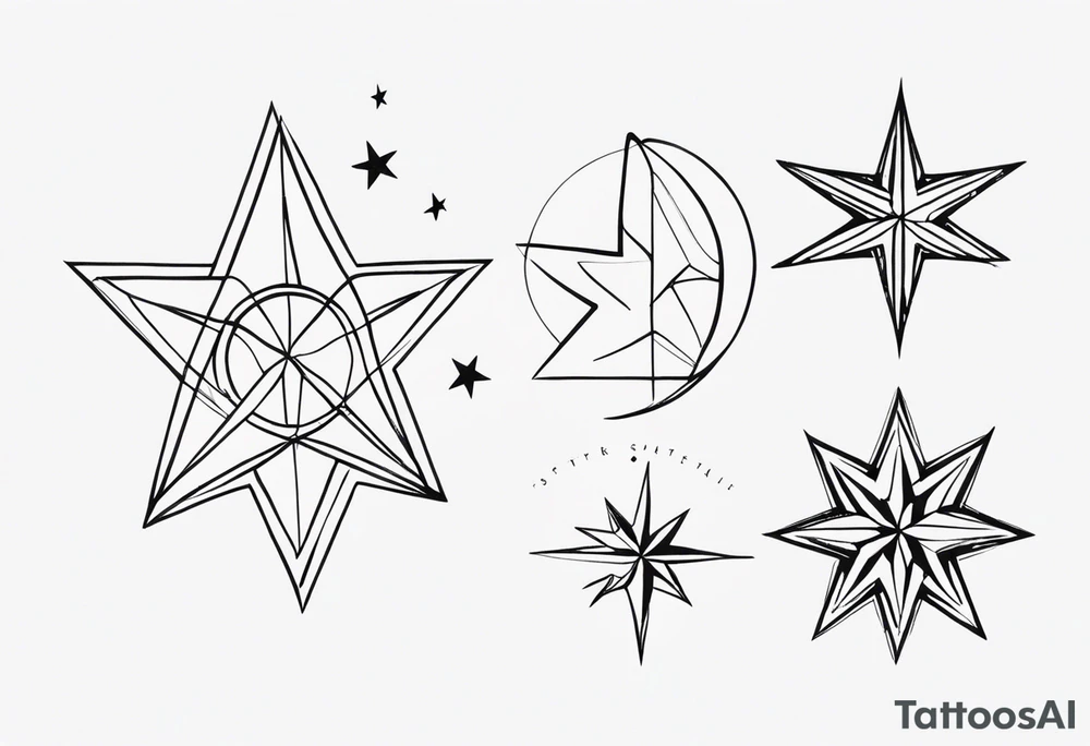 3 stages of a star tattoo idea