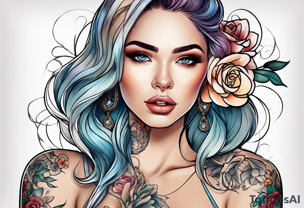 Female outline tattoo idea