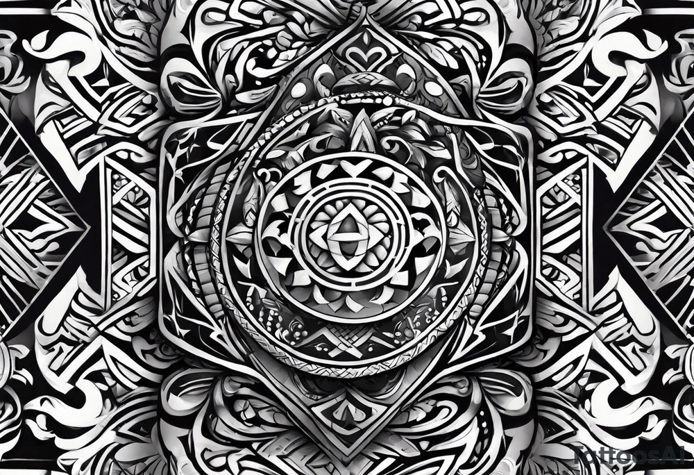 small unique tribal bicep wrap with cross tattoo idea