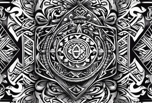 small unique tribal bicep wrap with cross tattoo idea