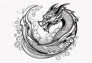 Dragon polynesian, water, koi tattoo idea