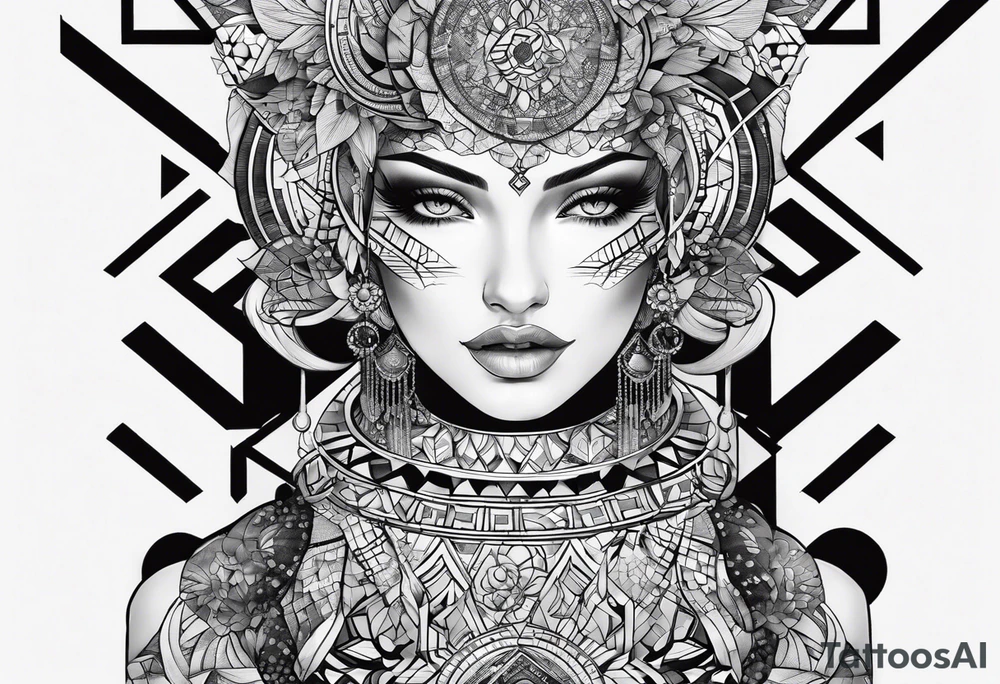 A full sleeve for the forearm with a geometric design with squares and circles tattoo idea