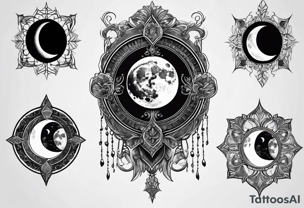 Three moon phases, Satan symbol, tattoo idea