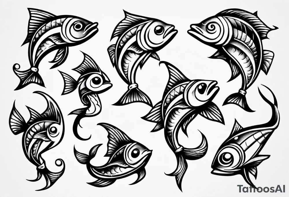 Fish hooks tattoo idea