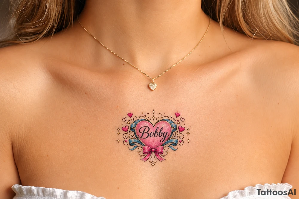 Heart cute adorable beautiful girly preppy heart tattoos with women boyfriends name that is named Bobby tattoo idea