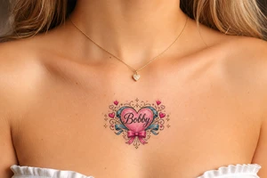 Heart cute adorable beautiful girly preppy heart tattoos with women boyfriends name that is named Bobby tattoo idea