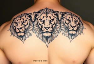 3lions on the front torso large tattoo idea