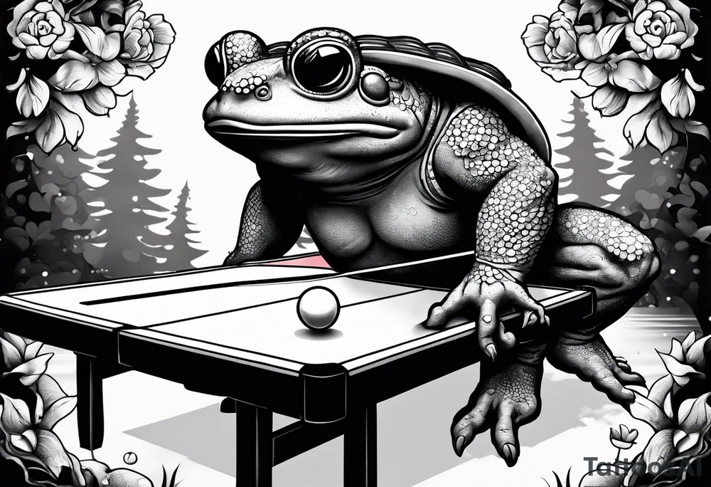 Toad man playing ping pong tattoo idea