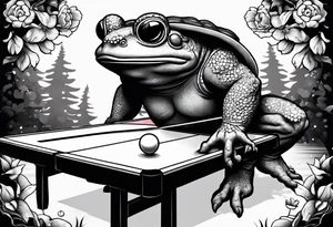 Toad man playing ping pong tattoo idea